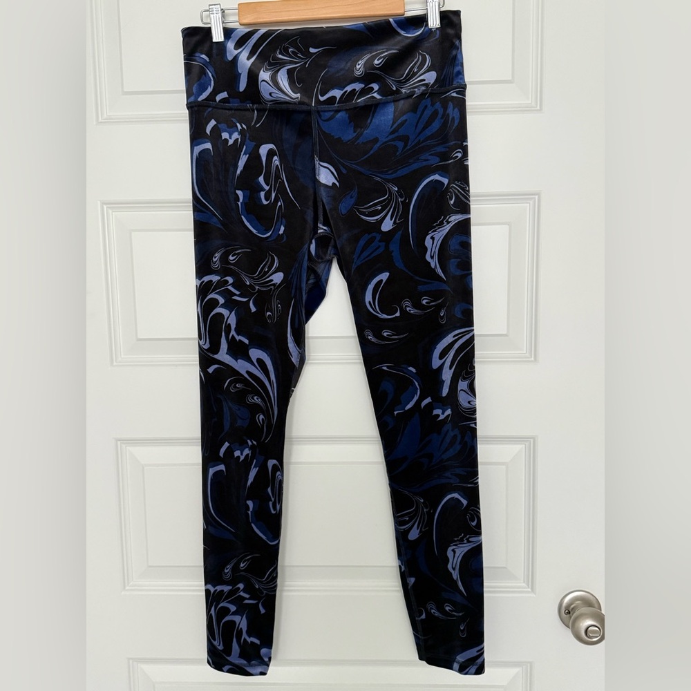 Athleta Black and Blue Abstract Leggings